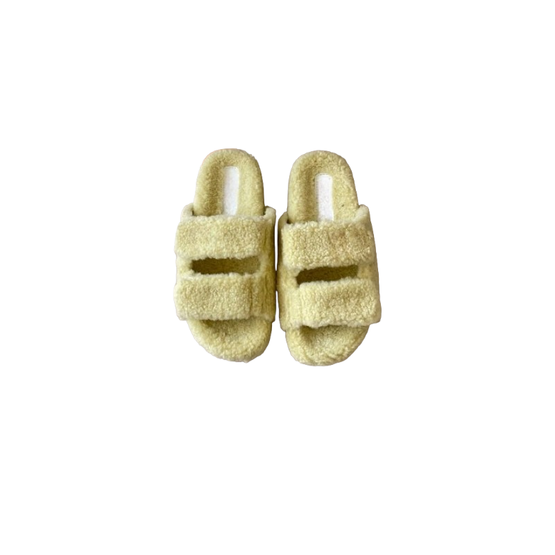 designer slippers for womens snow slippers fashionable and versatile warm cotton mop One line shaped plush slippers with toe caps