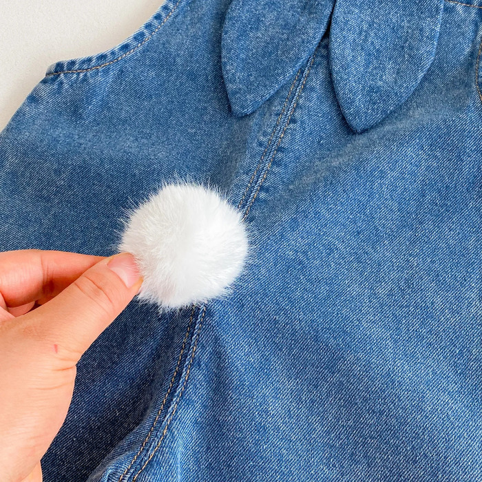 Autumn and winter baby denim overalls with rabbit ears cute long pants onepiece 250922