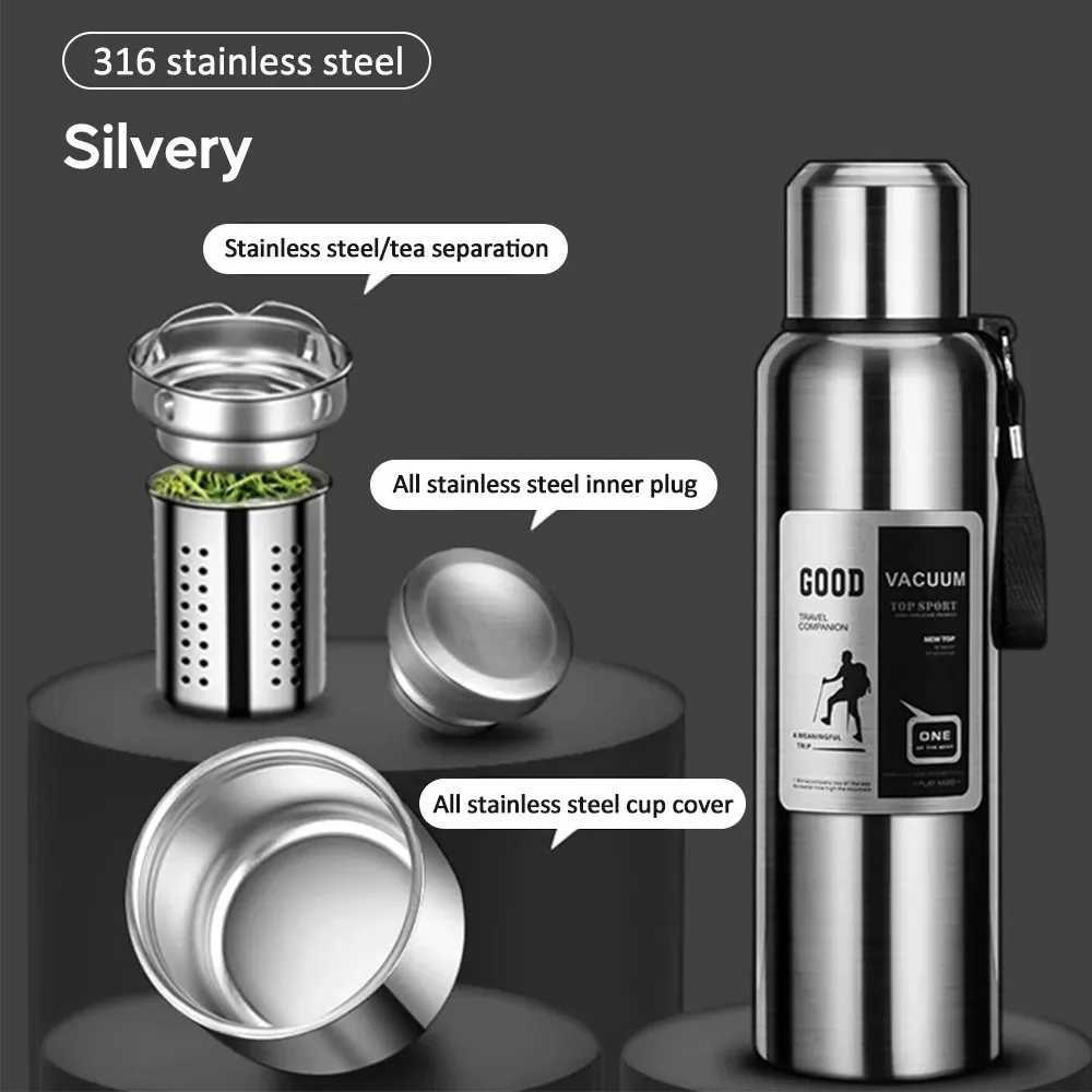 2000ML Large Capacity Cold Thermal Thermos Tumbler Stainless Steel Insulated Water Bottle Insulation Flask Pot Travel Mug C251008
