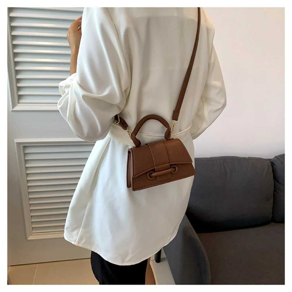 High Quality Fi PU Leather Bag Solid Color Shoder Crossbody Bag Cute Buckle Square Bag Hand Carry Small Bag Messenger Bag D251009