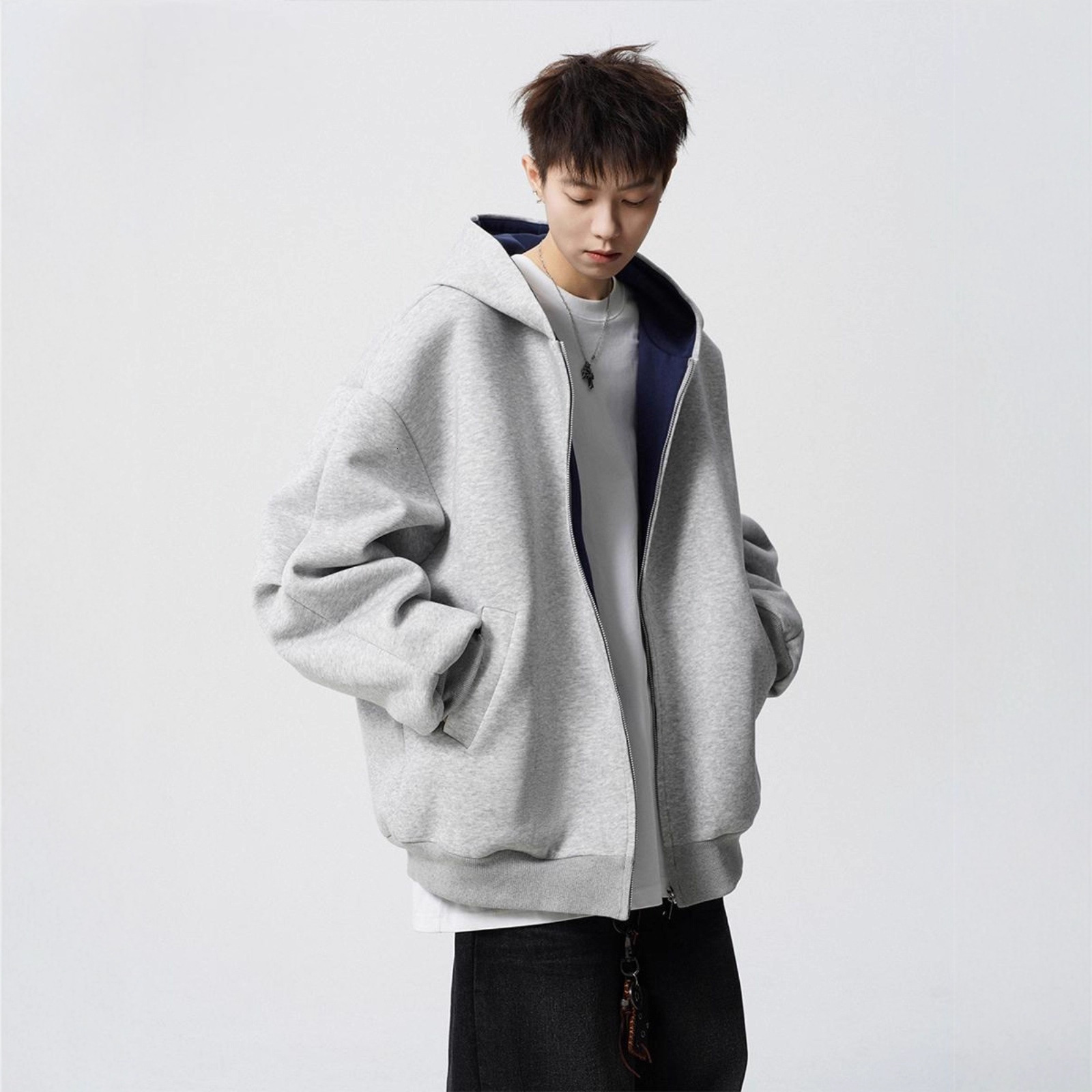 Trendy Reversible Designer Hoodie Versatile Sweatshirt For Men And Women American Style Loose Fit Designer Shirt Couple Hoodie Vibe High Street Color Block Casual