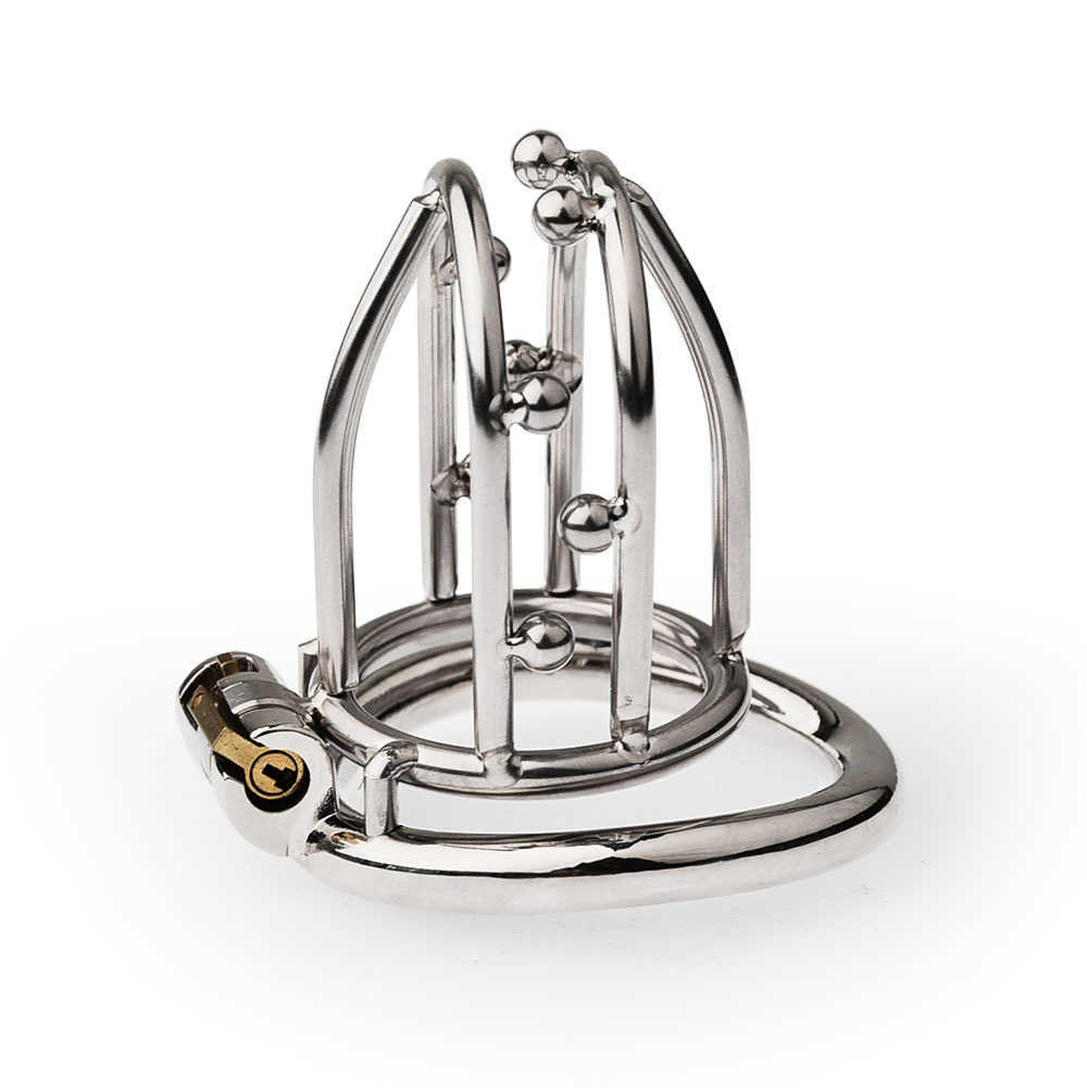 Jade bead cage metal chastity lock soft armor men's stainless steel penis lock multi-size cage 2024 new product S25109
