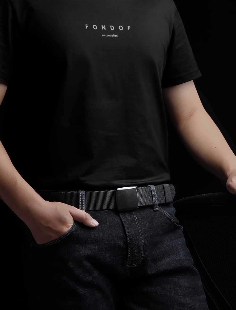 Tactical Nylon Belts for Men Work Belt AdjustabLE Slide Plastic Web Canvas Belt for Outdoor Airport friendly W251009