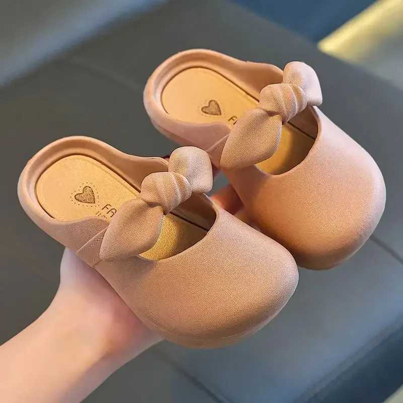 Children Slippers Childrens Cute Bao Toe Shoes Wear Flat House Bowtie Shoes Girls Shoes Slippers Kids House Slippers J251027