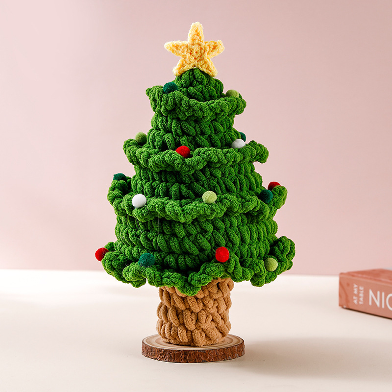 Handcrafted Wool Knit Christmas Tree Perfect for Gifts Decorations Festive Crafted Wooly Christmas Ornament Unique Addition for Stores Homes