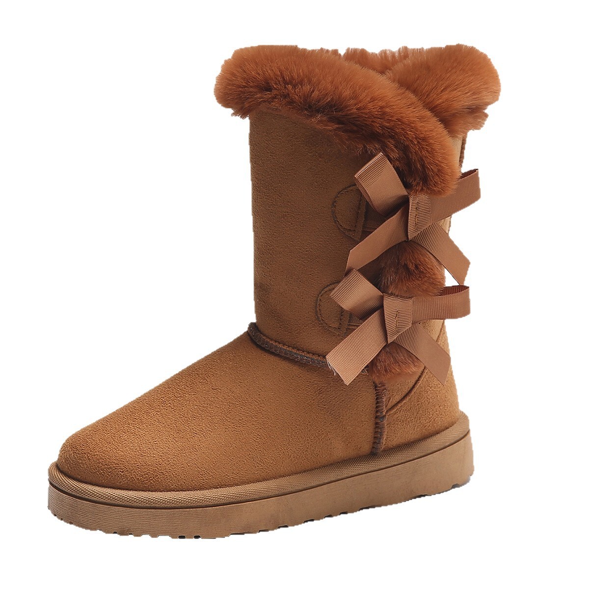 Autumn and winter cotton hot girl designer shoes new wool lining warm mid waist cotton boots butterfly knot thickened luxury boots