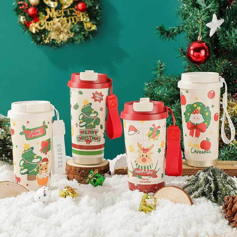 Hot 500ml Christmas Thermos Cup Coffee Mug 316 Stainless Steel Vacuum Flasks Cold Hot Insulated Xmas Gift Cup Santa Claus Mug C251008