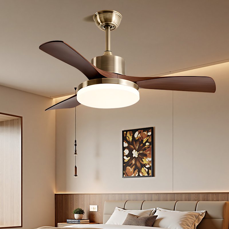 46 - Inch Ceiling Fans Retro Straight - Blade Ceiling Fan with Light, 6 - Blade Wooden Finish Fan for Dining and Living Rooms 8511