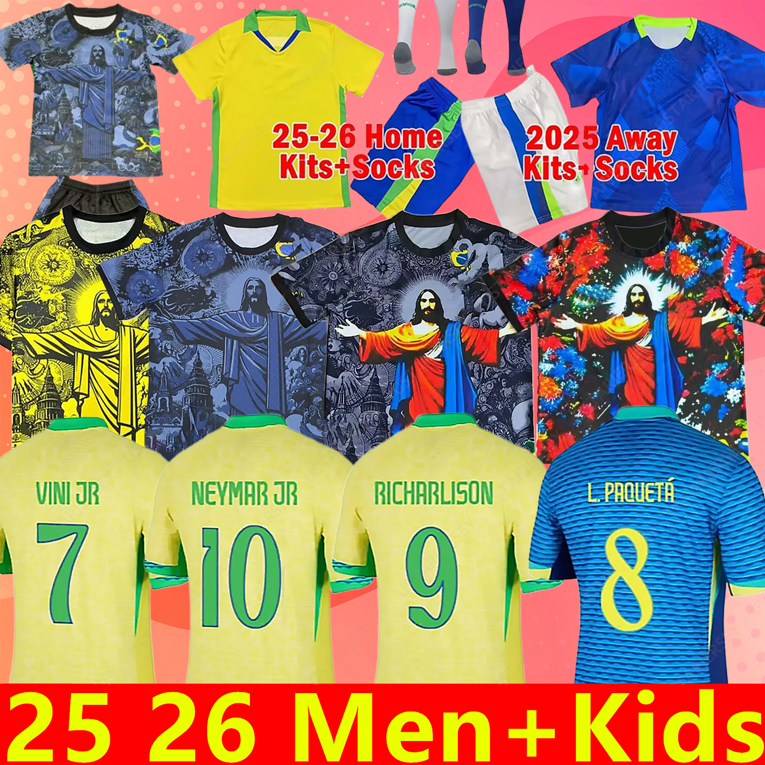 24 25 26 soccer jerseys L.PAQUETA NEYMAR VINI JR. 2024 2025 2026 P.COUTINHO RICHARLISON football shirt G.JESUS T.SILVA BRUNO G. PELE CASEMIRO men women kids sets jersey