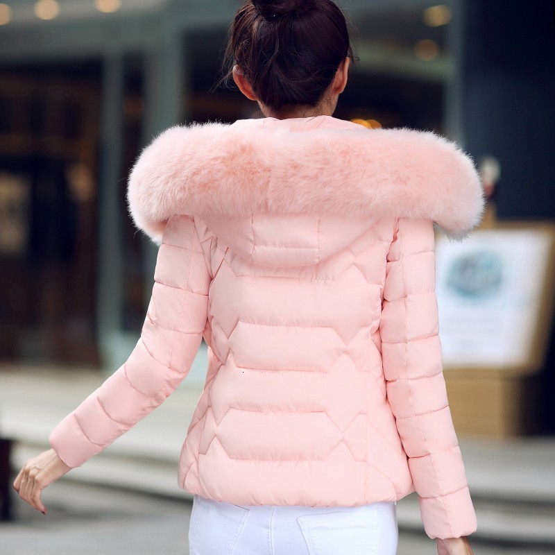 Fashion Big Fur White Coat Women 3XL Slim Winter Jacket Female Warm Short Outerwear Student Jacket Chic Tops 201029