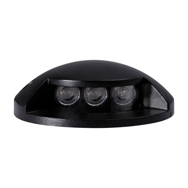 Black Dome - shaped LED Pathway Light, Outdoor Walkway Lighting Fixture with Triple - bulb Design