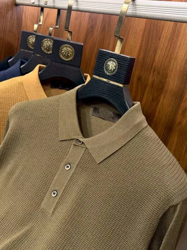 LP Italian Cashmere Mulberry Silk Haiou Neck Knitted Polo Shirt
