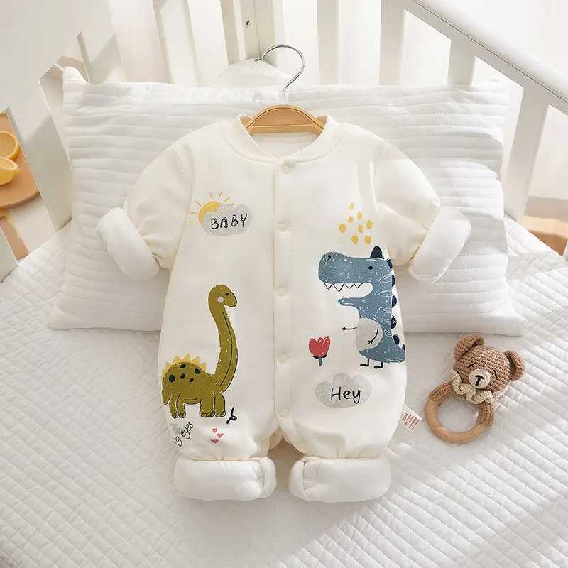 Somenie Newborn Baby Onesie Thickened Winter Pure Cotton Baby Bodysuit Warm Cotton Winter Cute Printed Boys Girls Onesie C251009