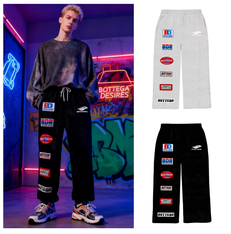 Men's Pants Gym Sport Y2k Retro Black Grey Luxurious Design High Quality Letter Printed Casual Harajuku Fashion Wide Leg Loose Sweatpants Gothic 