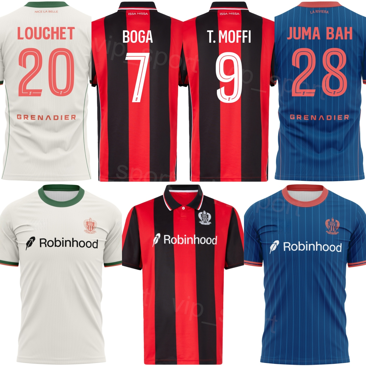 Club Team 7 BOGA Soccer Jersey OGC Nice 20 LOUCHET 37 OPPONG 9 MOFFI 6 BOUDAOUI 24 VANHOUTTE 80 DIOUF 28 JUMA BAH 21 JANSSON 10 DIOP Football Shirt Kits Mens 25/26