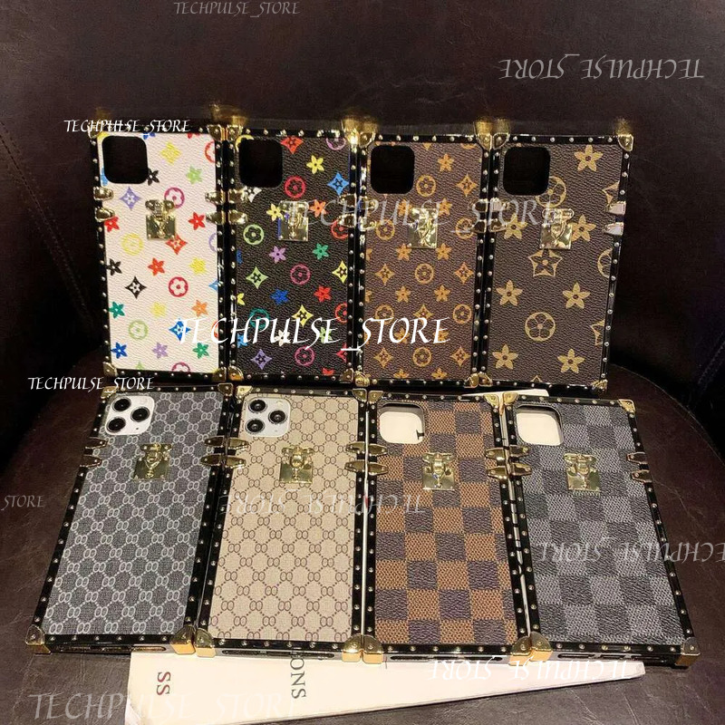 Dhgadgets Suitable For Apple 16 Pro tech73 Max Plaid Square Case Iphone 15 Old Flower Checkerboard Phone Cover
