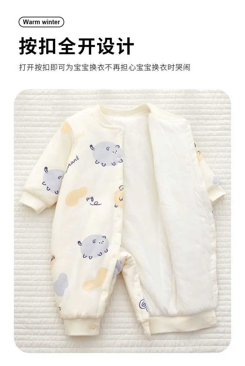 Somenie Newborn Baby Onesie Thickened Winter Pure Cotton Baby Bodysuit Warm Cotton Winter Cute Printed Boys Girls Onesie C251009
