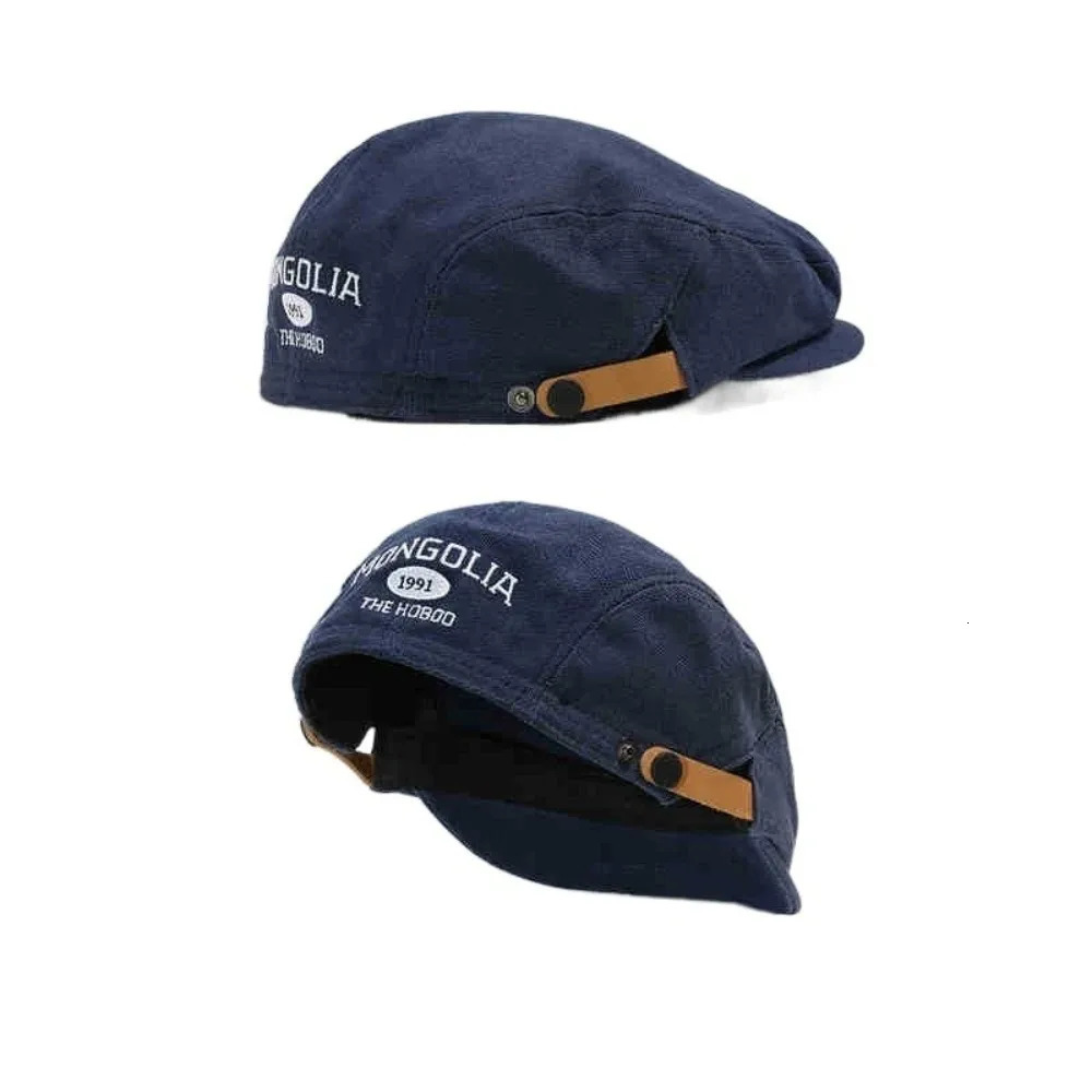 Vintage Cotton Letter Embroidery Beret Adjustable Flat Forward Hat Classic Y2k sboy Cap Streetwear 251008