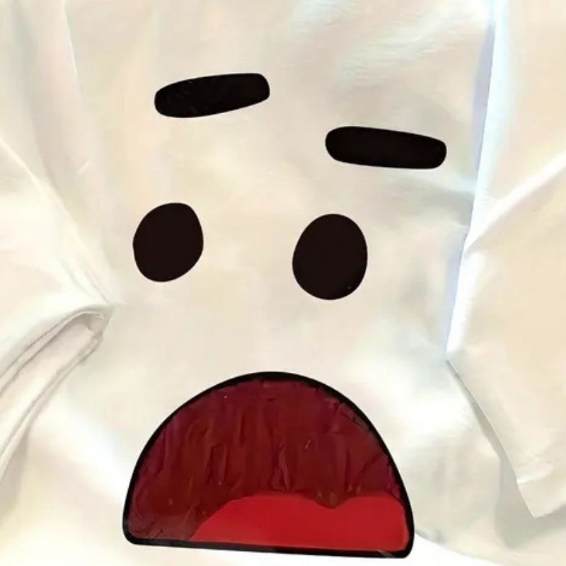 Men's Casual Oversized T-Shirt with Funny Cartoon Face Graphic-35