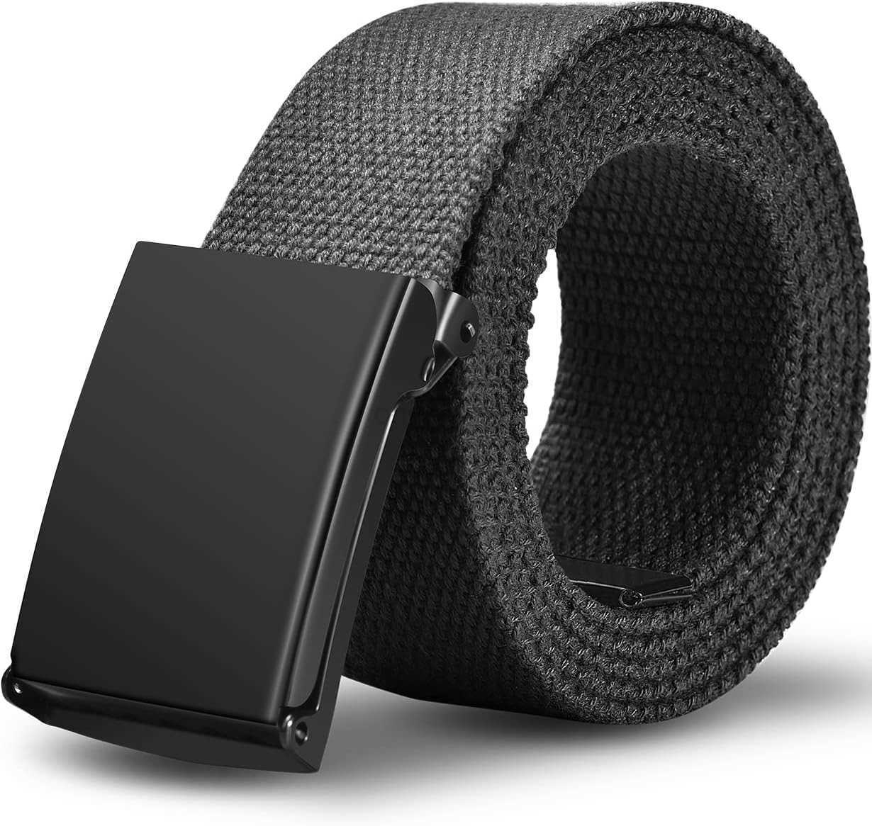 Mens BeltWork Belts for MenMens Holeless Adjustable Canvas Web Cloth Fabric BeltsBlack Casual Dress Business Belt W251010