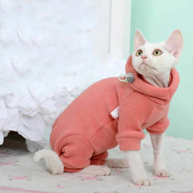 New Cat Clothes with Hooded Winter Warm Sports Outfit Sphynx Cat Hoodies Pullover Sphinx Fleece Clothes Cat Supplies C251009