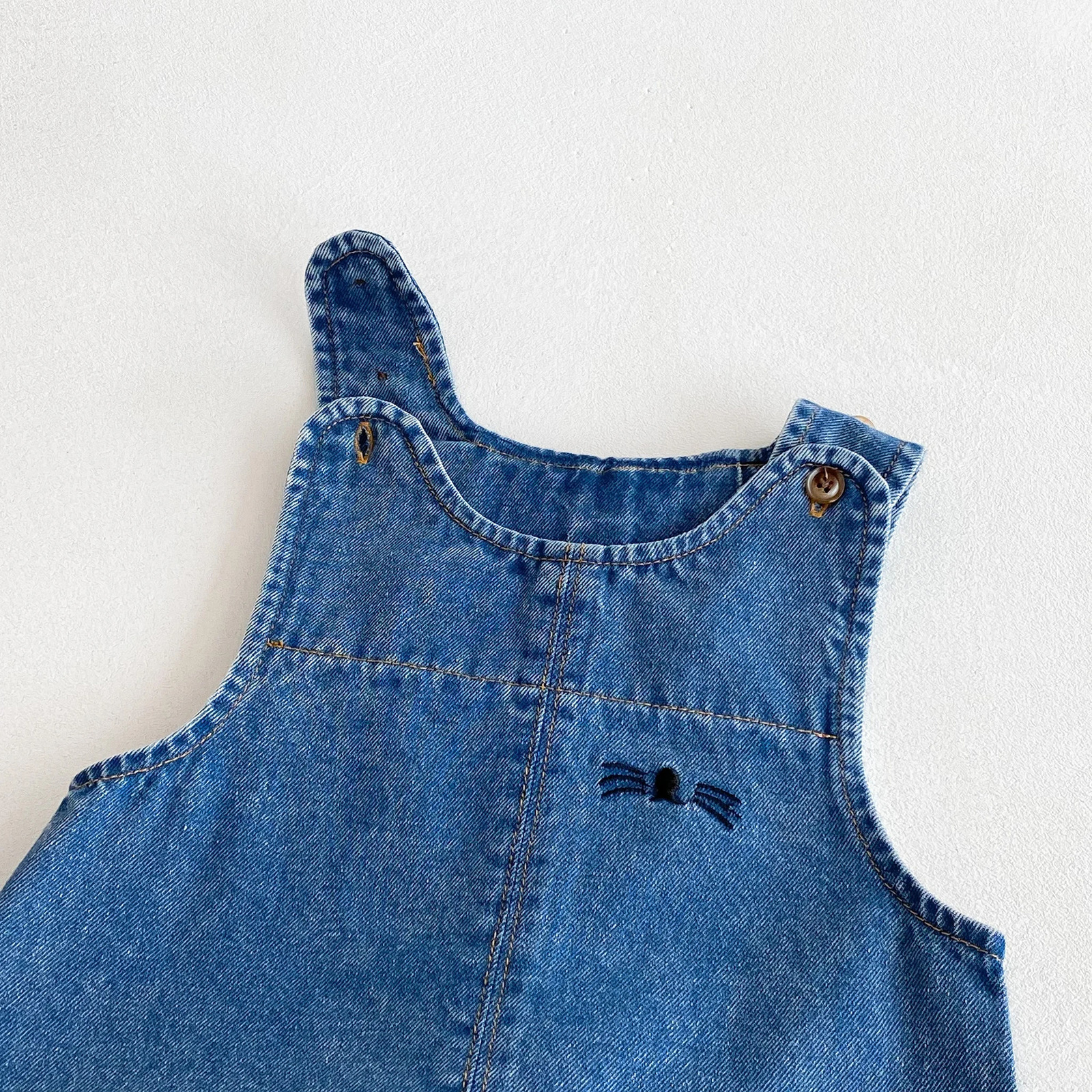 Autumn and winter baby denim overalls with rabbit ears cute long pants onepiece 250922