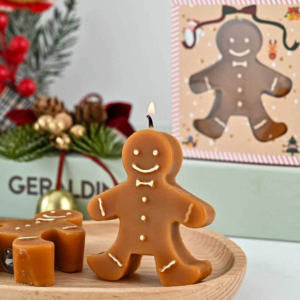 1pc Gingerbread Man Aromatherapy Coffee Milk Shape Wax Christmas Gift Fragrance Candle S25109 S260204