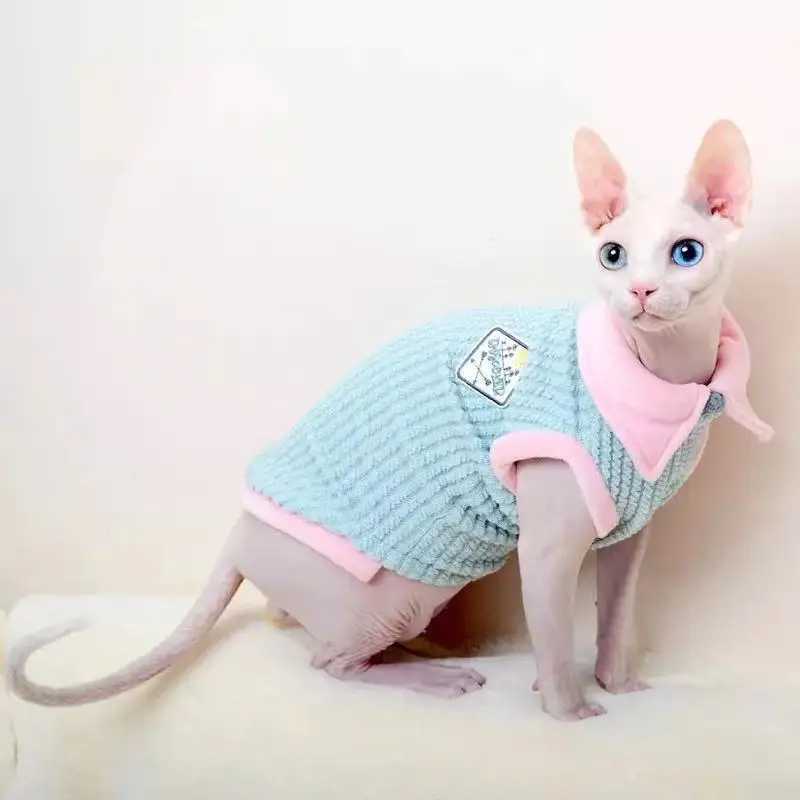 Autumn Winter Pet Cat Clothes for Sphinx Cats Warm Kitten Vest Soft Clothing For Cats Soft Small Puppy Pullovers Kitty Jacket C251009