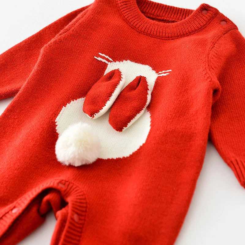 Christmas Newborn Romper Knitted Bunny Fall Winter Baby Jumpsuits for Girls Boys Clothes Newborn Onesie New Year Infant Outfit C251009
