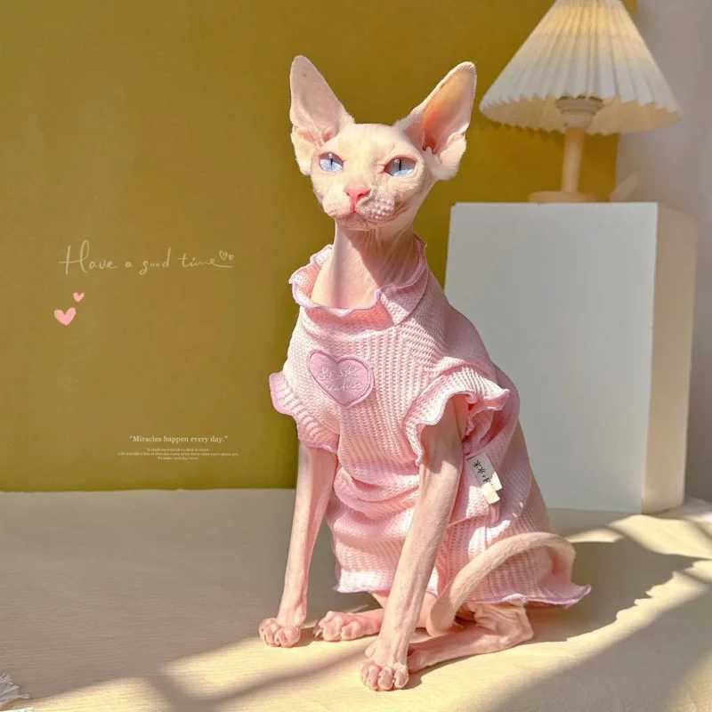 Milk Desire Powder Pet Cat Clothes Autumn and Winter Sphinx Hairless Cat German Anti Hair Flying Sleeve Vest C251009
