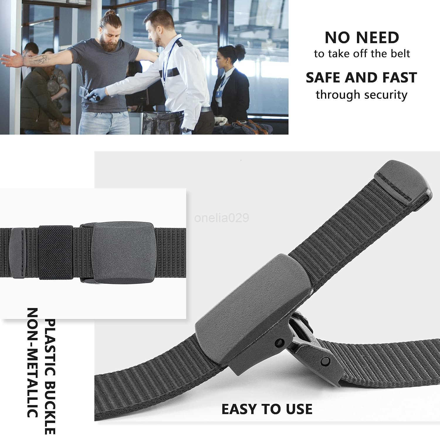 Work Belts for MenBelts for MenAdjustabLE Nylon Canvas Fabric BeltNo Metal BUCKLE Fast Pass Through the Airport SecuritySuitabLE for Work and Travel W