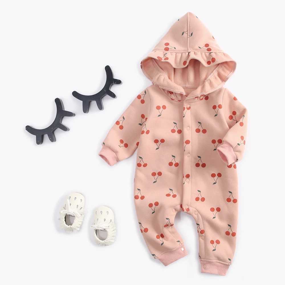 Sanlutoz Winter Long Sleeve Infants Jumpsuits Hooded Baby Girls Rompers Cute Toddler Clothing C251009