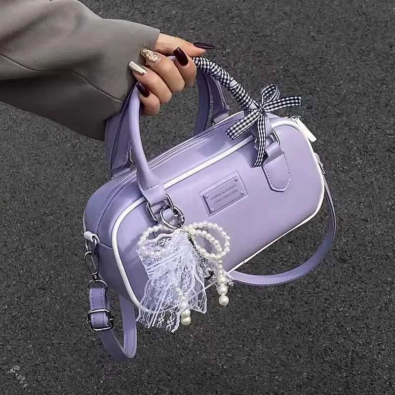 2025 Spring And Summer Wen Bag Korean Style Fi Small Handbag Brand Bost Bag Versatile Cmute Crossbody Bag Purple D251009