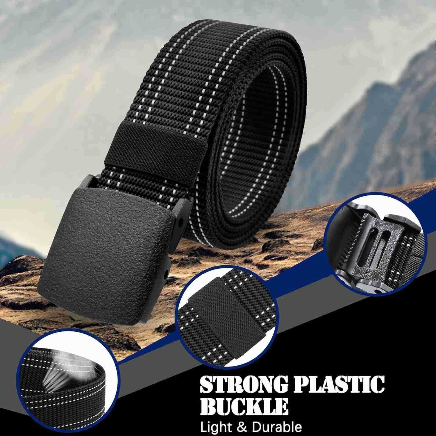 Tactical Nylon Mens Belt AdjustabLE Web Belts with NonMetal for Outdoor Sports Training 59 Inches LEngth W251009