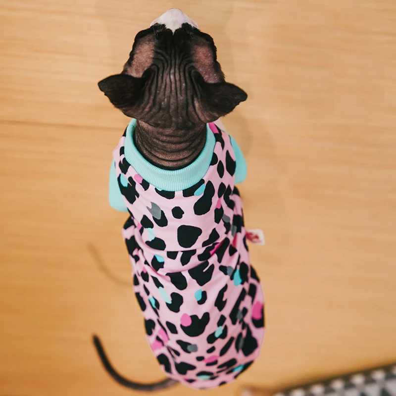 Sphinx Hairless Cat Clothes Pet Kittens Hoodies Shirt Leopard Print Sphynx Devon Rex Costumes Soft Warm Clothing For Cats Dogs C251009
