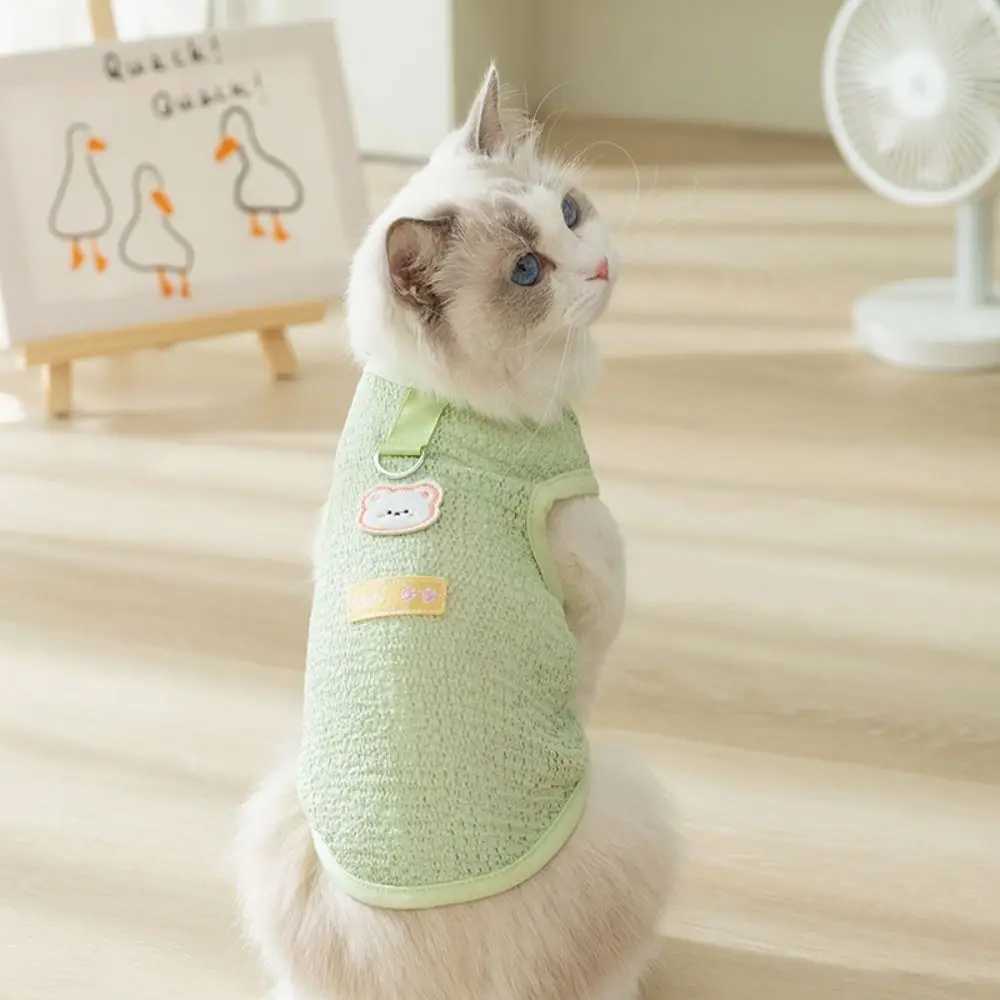 Summer Pet Vest Breathable Bear Patch Traction Small Medium Dog Tank Top Soft Puppy Clothes Cute Cat Cooling Tshirt C251009