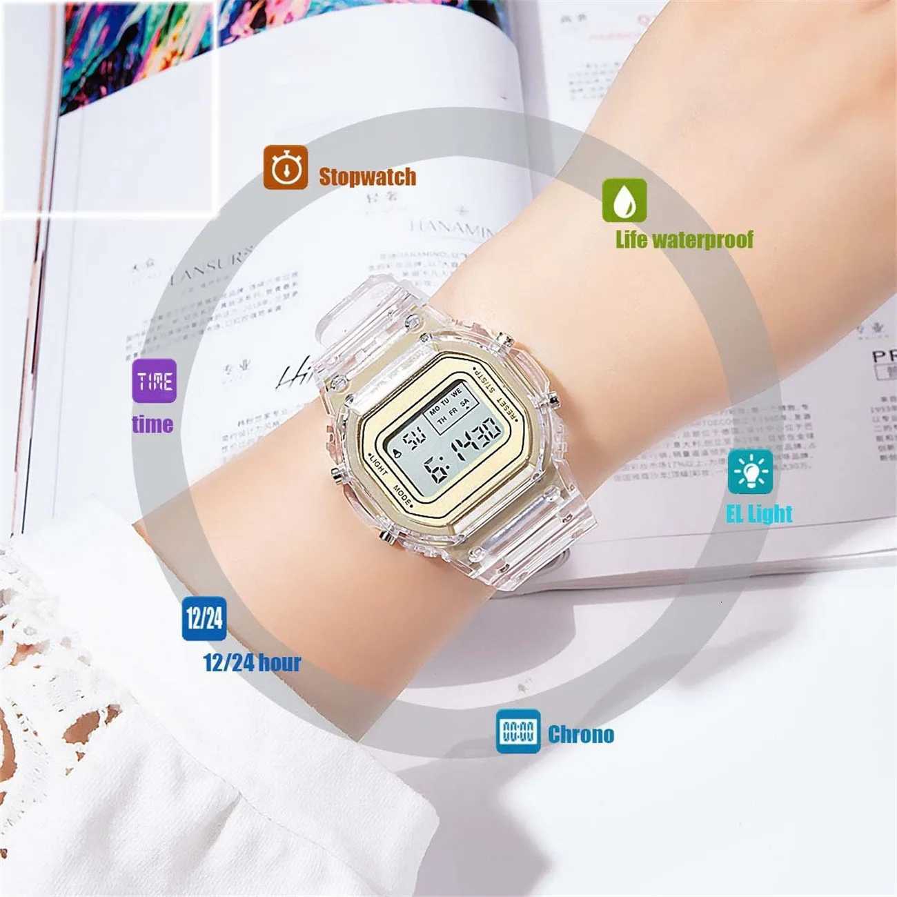 Fashion Kids Watch Simple LED Digital Watch Casual Transparent Sport Electronic Watch Boys Girls Luminous Clock Kids Wristwatch X251009