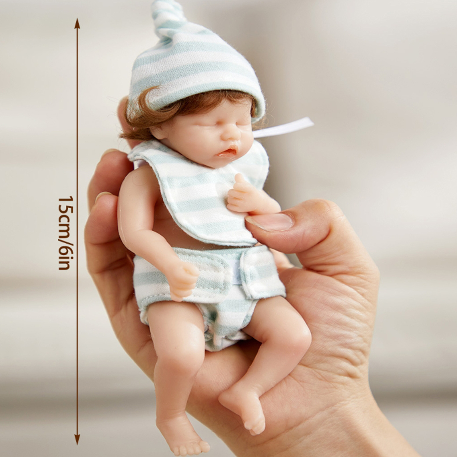 6-inch full-body silicone realistic rebirth doll, soft and stretchable baby doll, children's festival toy, gift Z250818