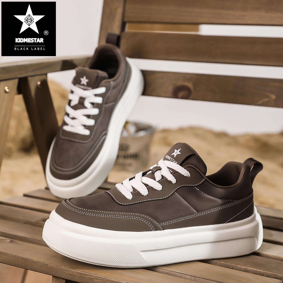 KIDMESTAR Casual Training Shoes Men's Designer Running Shoes Niche Lightweight Anti-slip Thick-soled Height Increasing Student Shoes Outdoor Spor