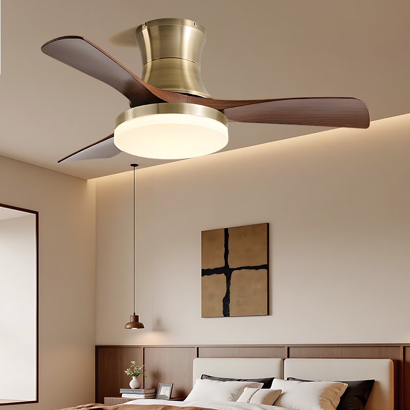 46 - Inch Ceiling Fans Retro Straight - Blade Ceiling Fan with Light, 6 - Blade Wooden Finish Fan for Dining and Living Rooms 8511