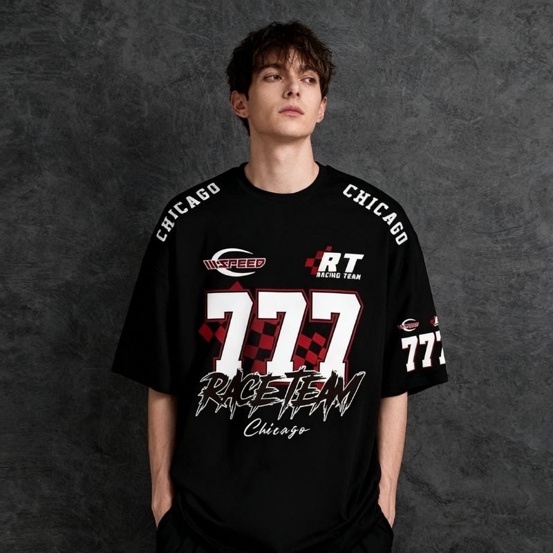 Unisex Streetwear Graphic Oversized T-Shirt - Chicago-Inspired Casual Sports Tee-21