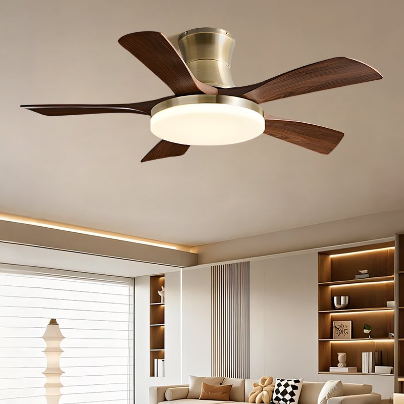 46 - Inch Ceiling Fans Retro Straight - Blade Ceiling Fan with Light, 6 - Blade Wooden Finish Fan for Dining and Living Rooms 8511