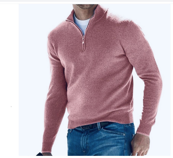 Mens Quarter Zip Up Sweaters Slim Fit Lightweight Mock Neck Pullover Casual Sweaters Half Turtleneck Knitted Outdoor Streetwear 250526