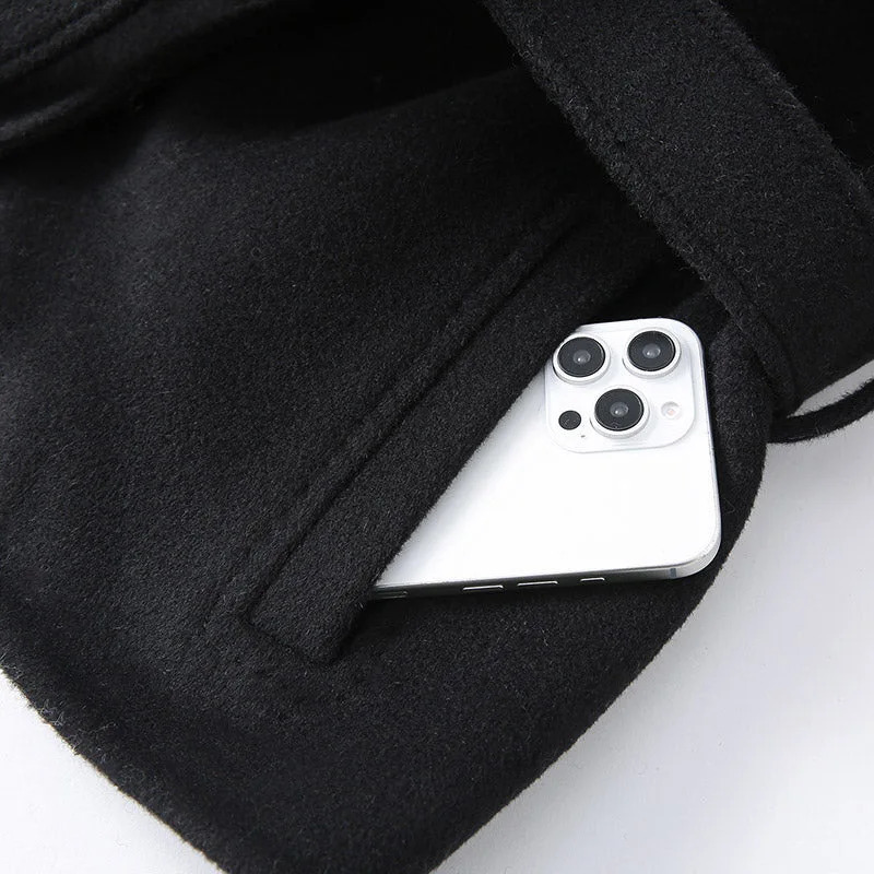 Elegant Fur Collar Woolen Coat Women Contrast Full Sleeve Turndown Collar Loose Lace Up Coats Female 2025 Autumn Lady Outwears251008