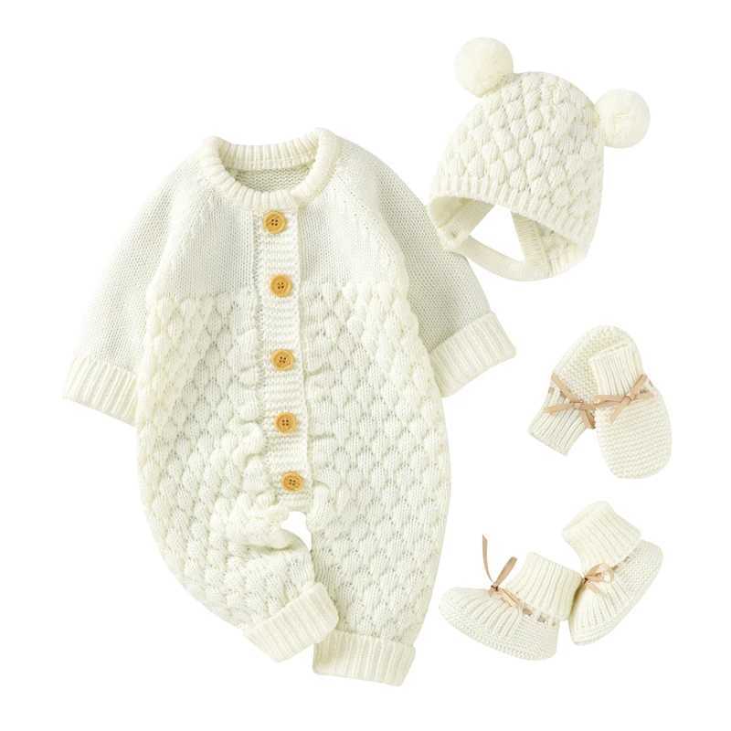 Baby Rompers Clothes Autumn Winter Knitted Newborn Boys Girls Solid Plain Jumpsuits Fashion Solid Plain Toddler Kids Unisex Wear C251009