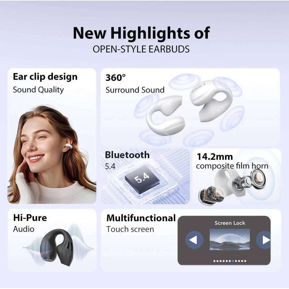 MINISO X OWS Bluetooth Earphones True Wireless Headphones With Mic Button Control Noise Reduction Earhooks Waterproof He