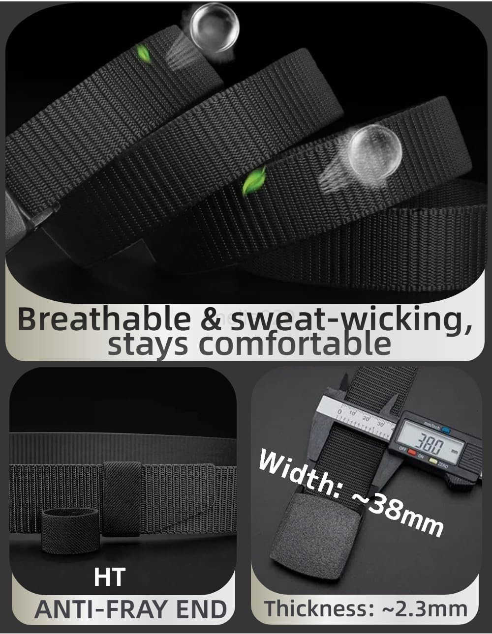Mens Tactical Nylon Belt AdjustabLE NoMetal Quick ReLEase Airport Friendly Work Outdoor Use W251009