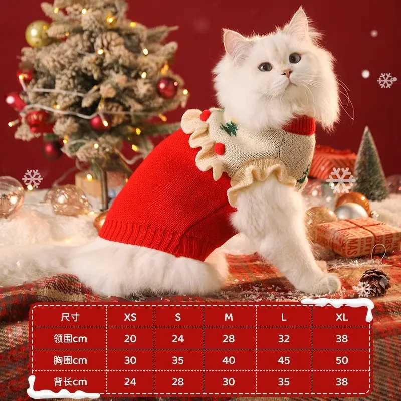 Adorable Christmas Cat Winter Wear Warm AntiShedding Sweater for Little Kitten AutumnWinter Pet Clothing C251009