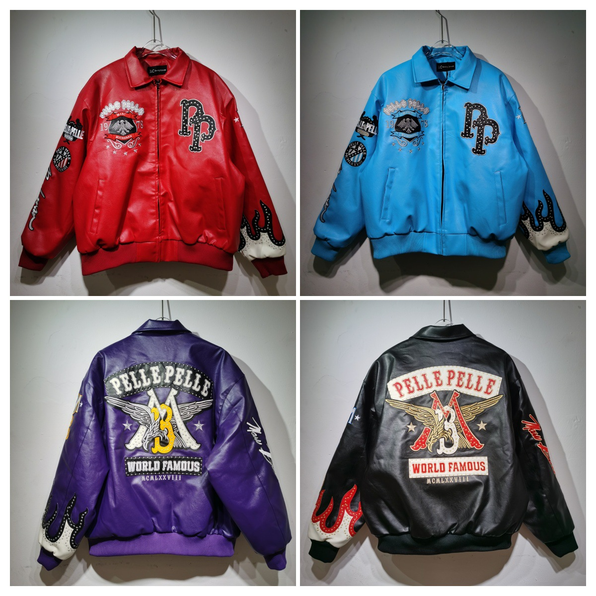 Men's Jackets High-quality Baseball Jacket PP Authentic Women's Black Blue Red Purple Leather Genuine Leather Embroidered Diamond Short Jack