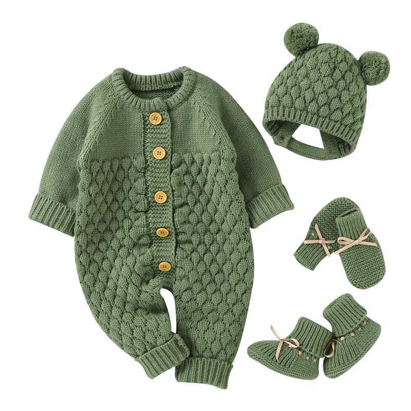 Baby Rompers Clothes Autumn Winter Knitted Newborn Boys Girls Solid Plain Jumpsuits Fashion Solid Plain Toddler Kids Unisex Wear C251009